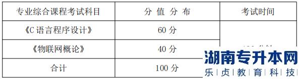 专业综合课程考试科目、分值分布及考试时间