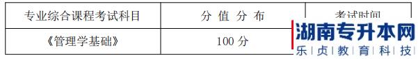 湖南信息学院专升本专业综合课程考试科目、分值分布及考试时间