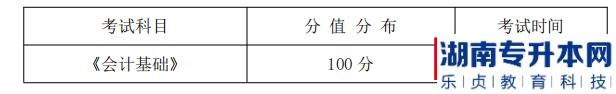 湖南信息学院2022年《会计学专业》专升本考试科目，分值分布及考试时间