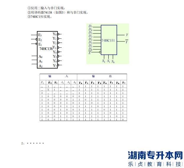 怀化学院专升本数字电子技术考试题目