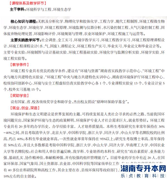 湖南农业大学专升本环境工程专业介绍