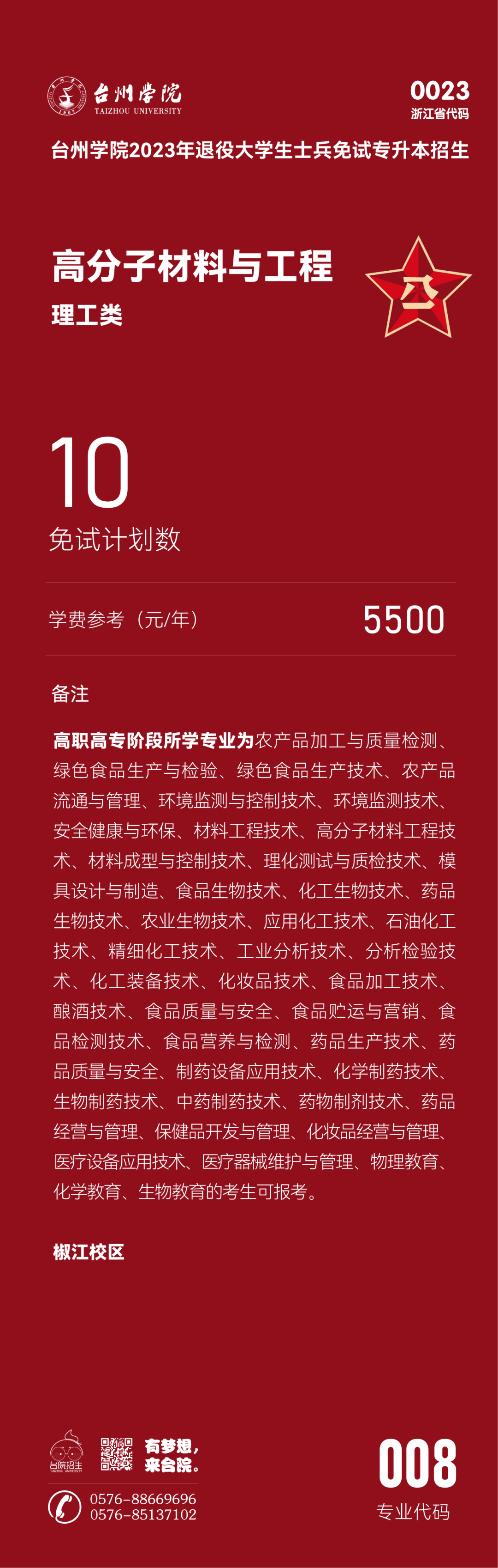 2023年台州学院退役大学生士兵免试专升本招生简章(图8)