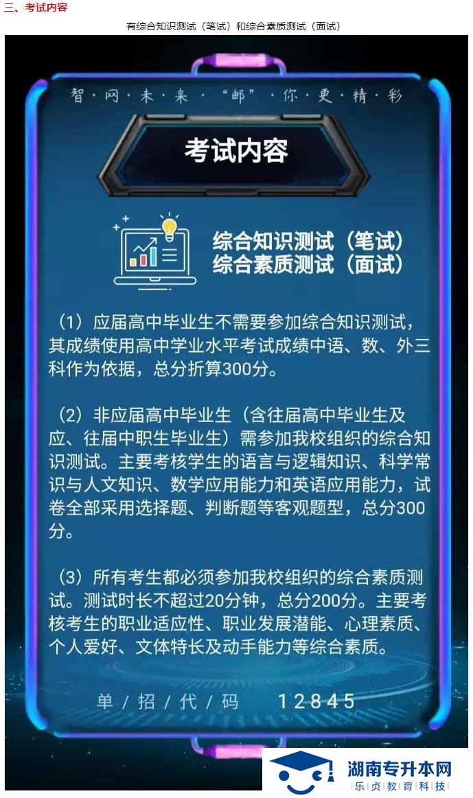 2021年湖南邮电职业技术学院单独招生简章(图5)