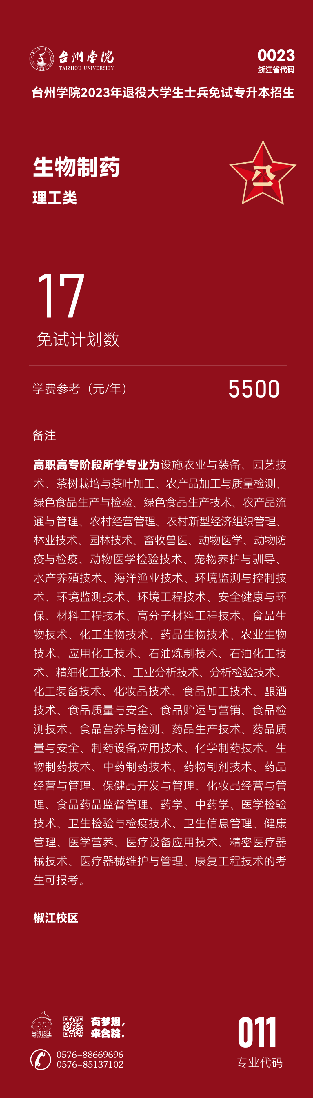 2023年台州学院退役大学生士兵免试专升本招生简章(图11)