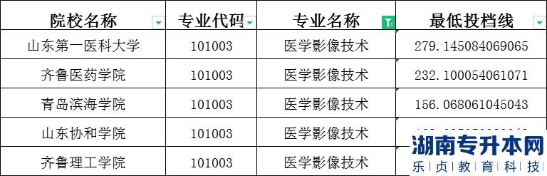 2023年山东专升本医学影像技术专业建档立卡分数线