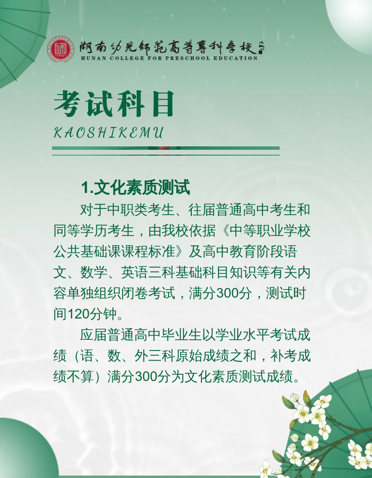 湖南幼儿师范高等专科学校2022年单独招生简章(图6)