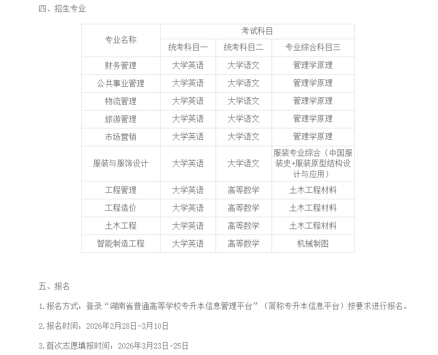 长沙学院2026年专升本招生章程发布(图2) 长沙学院2026年专升本招生章程发布2.png