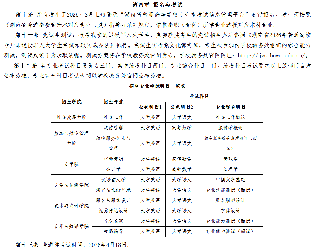 湖南女子学院2026年专升本招生章程发布(图2) 湖南女子学院2026年专升本招生章程发布2.png