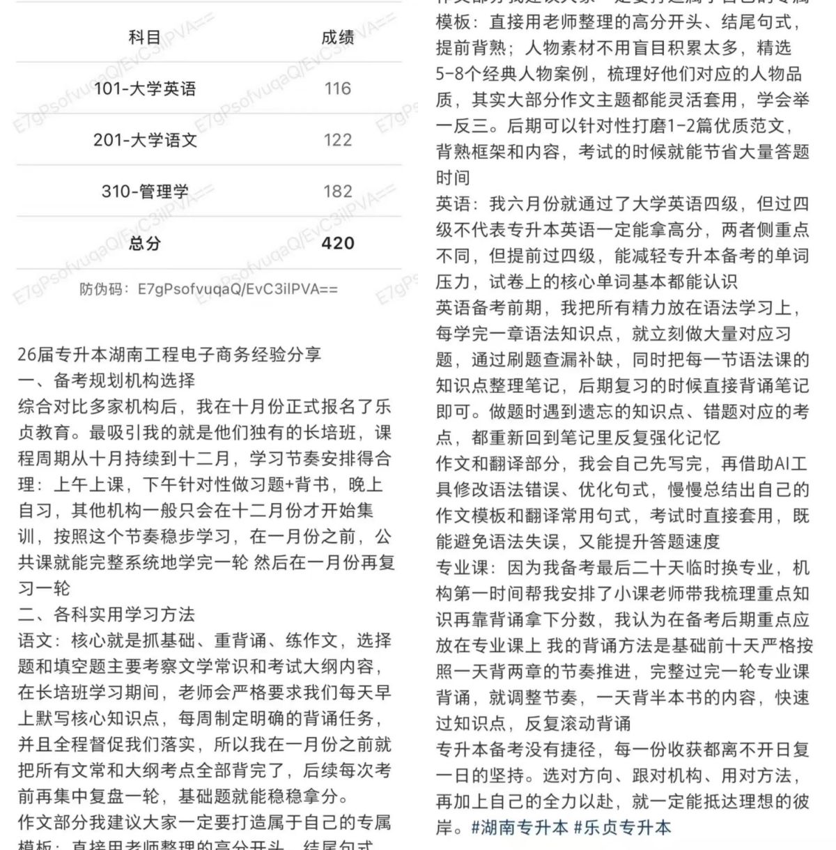乐贞学员高分经验分享：从420分看电子商务专升本的成功路径