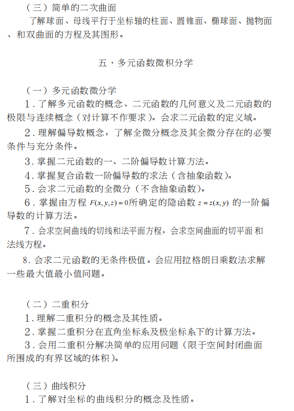 四川省普通高等学校专升本高等数学考试大纲（理工类）(图3)