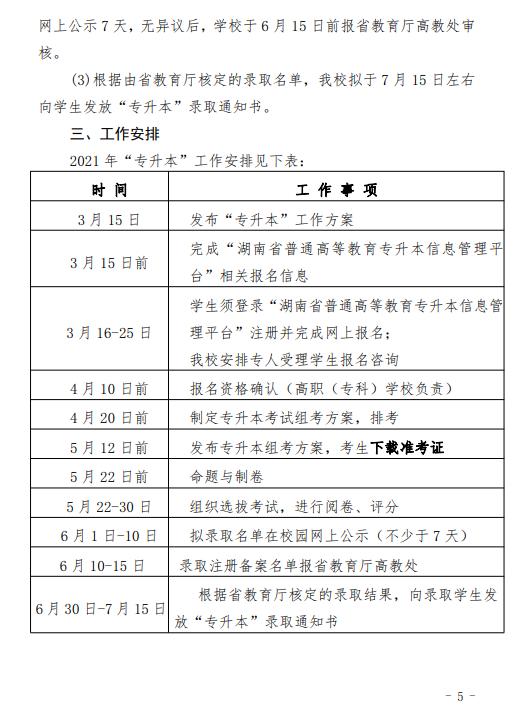湖南理工学院2021年“专升本”工作方案(图5)