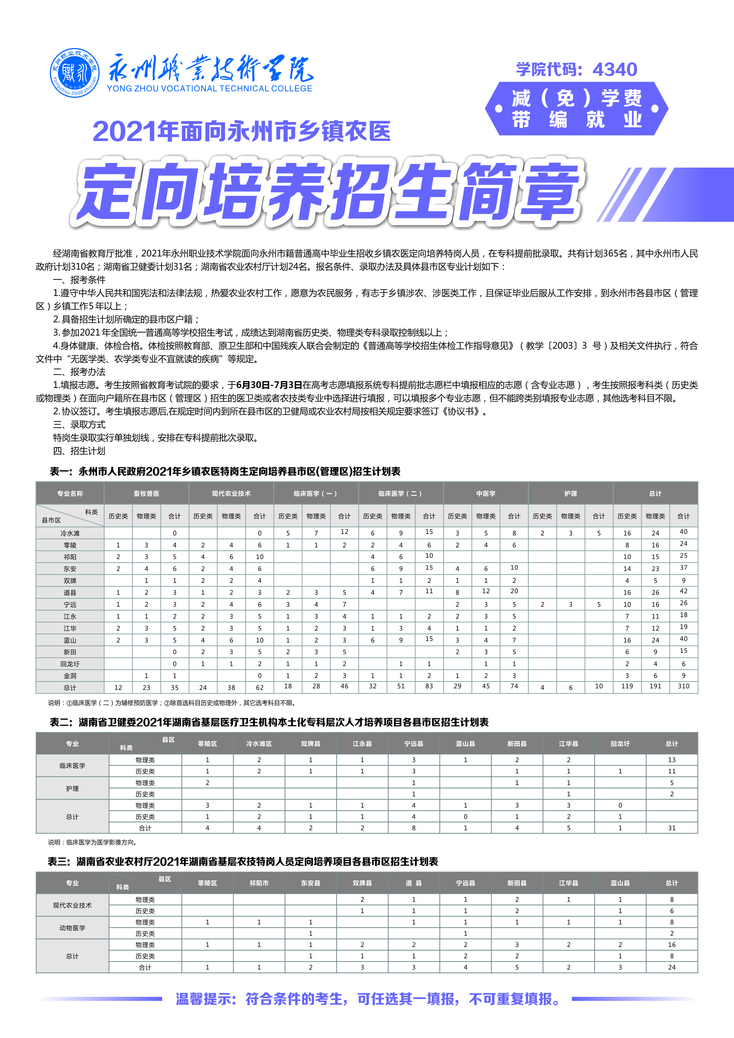 永州职业技术学院2021年面向永州市乡镇定向培养招生简章(图1)